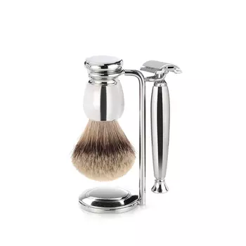 Набор бритвенный Mondial ST-550-LST1 (станок, помазок, подставка), отполированный никель