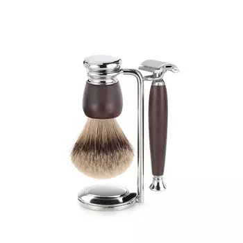 Набор бритвенный Mondial ST-550-WST1 (станок, помазок, подставка), венге