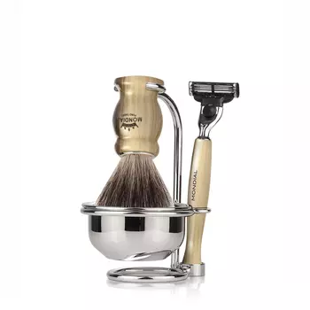 Набор бритвенный Mondial TREE-PRC-603-STK-NK-M3 (станок, помазок, чаша, подставка), серый перламутр