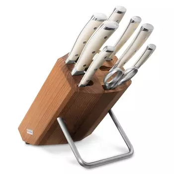 Набор кухонных ножей 6 шт., муссат, ножницы на деревянной подставке 9879 WUS, серия Ikon Cream White