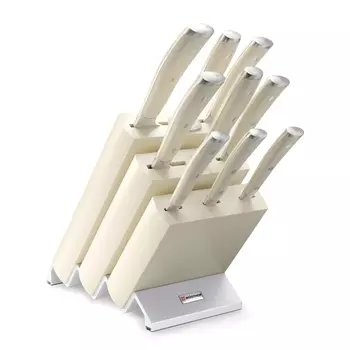 Набор кухонных ножей 9 шт. на деревянной подставке 9874, серия Ikon Cream White