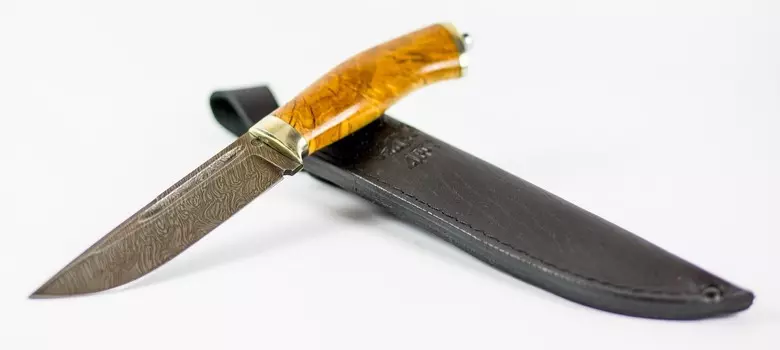 Нож Бекас, сталь дамаск, рукоять карельская береза