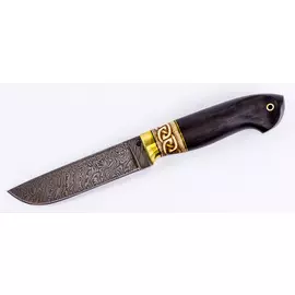 Нож Бекас, рукоять дамаск, вставка рог