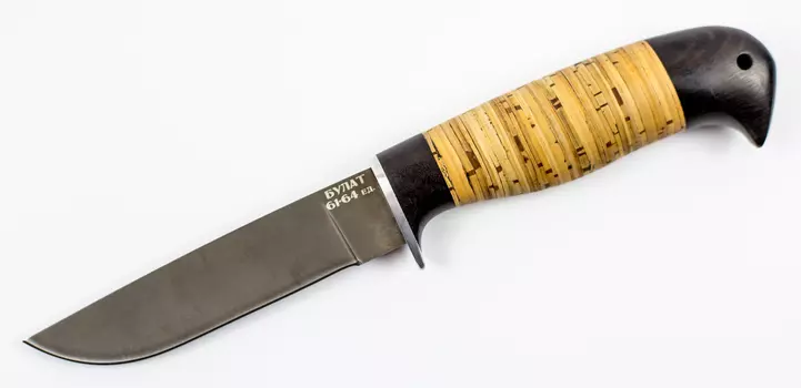 Нож Белка, сталь булат, береста
