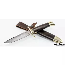 Нож финка НКВД, дамасская сталь, деревянные ножны