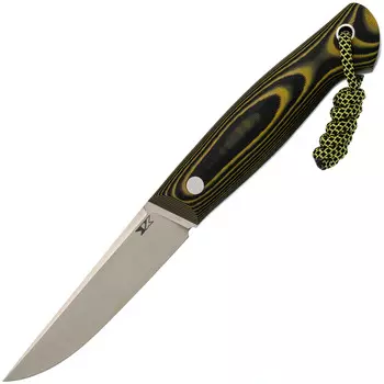 Нож Клык большой, сталь PGK, рукоять G10 черно-желтая с паракордом