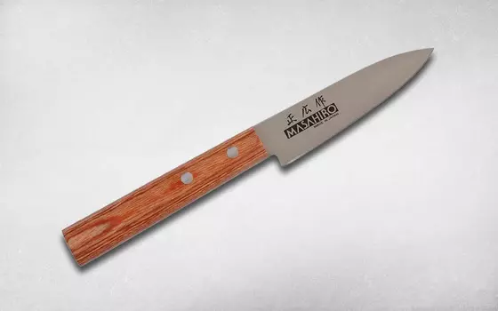 Нож кухонный для овощей Sankei 90 мм, Masahiro, 35924, сталь AUS-8, стабилизированная древесина, коричневый