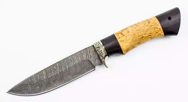 Нож Ладья, сталь дамаск, рукоять карельская береза