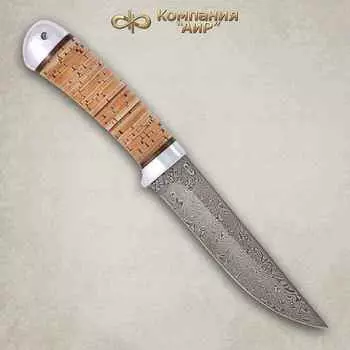 Нож Лиса, сталь ZDI 1016, рукоять береста, алюминий