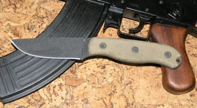 Нож с фиксированным клинком Ontario TAK 1 Canvas Micarta, углеродистая сталь, рукоять микарта, black/beige