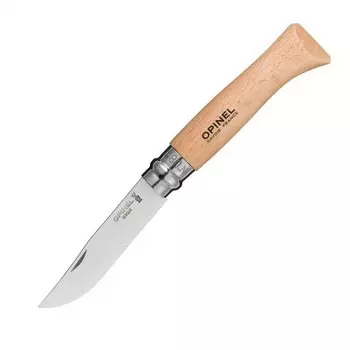 Нож Opinel Stainless steel №8, нержавеющая сталь, бук, блистер