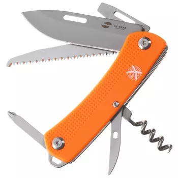 Нож перочинный Stinger 103 мм, 10 функций, оранжевый