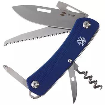 Нож перочинный Stinger 103 мм, 10 функций, синий, в блистере