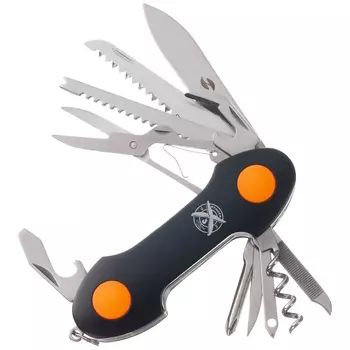 Нож перочинный Stinger 95 мм, 15 функций, черный/оранжевый