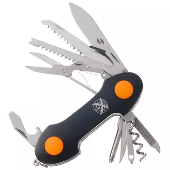 Нож перочинный Stinger 95 мм, 15 функций, черный/оранжевый, в блистере