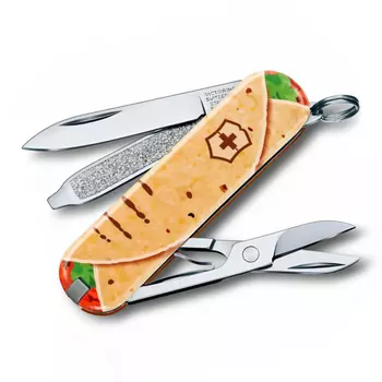 Нож перочинный Victorinox Classic Mexican Tacos, сталь X55CrMo14, рукоять Cellidor®