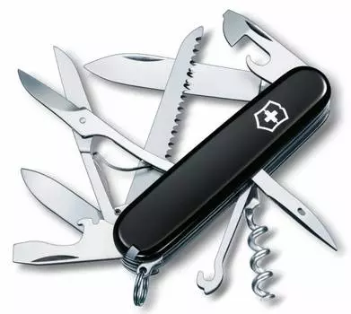 Нож перочинный Victorinox Huntsman, сталь X55CrMo14, рукоять Cellidor®, черный, 15 функций, 91мм