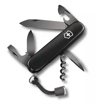 Нож перочинный Victorinox Spartan Onyx Black, 12 функций, со шнурком в комплекте