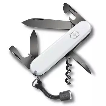 Нож перочинный Victorinox Spartan, черненая сталь X55CrMo14 Polispectral®, рукоять Cellidor®, белый, 13 функций, 91мм, с темляком