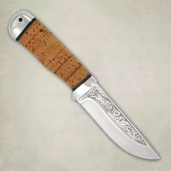 Нож разделочный АиР "Клычок-2", сталь 100х13, рукоять береста, алюминий