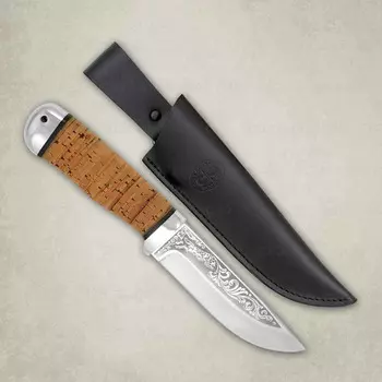 Нож разделочный АиР "Клычок-2", сталь 95х18, рукоять береста, алюминий