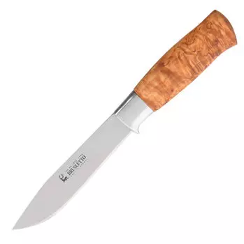 Нож с фиксированным клинком Brusletto Hunter, сталь Sandvik 12C27, рукоять карельская береза