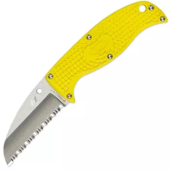 Нож с фиксированным клинком Enuff Salt Spyderco FB31SYL, сталь H-1 Satin Serrated, рукоять термопластик FRN, жёлтый