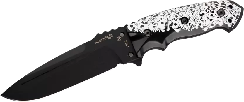 Нож с фиксированным клинком Hogue EX-F01, HG/35159BKSR, Custom Skulls & Bones, сталь A2 Tool Steel, рукоять ABS-пластик