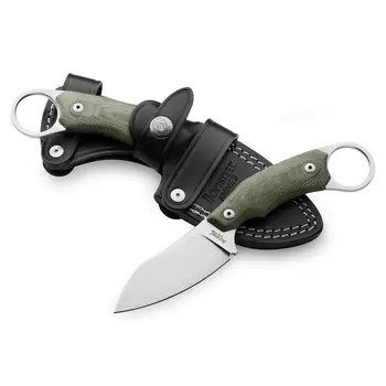 Нож с фиксированным клинком LionSteel H1, сталь M390, рукоять микарта, зеленый