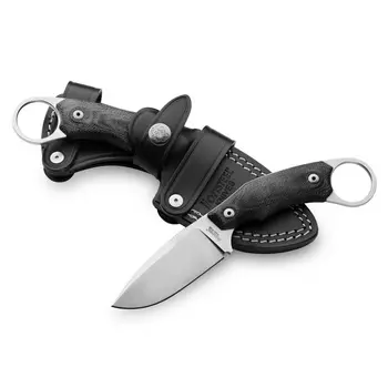 Нож с фиксированным клинком LionSteel H2, сталь M390, рукоять G10, черный