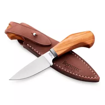 Нож с фиксированным клинком LionSteel Willy, сталь М390, рукоять оливковое дерево