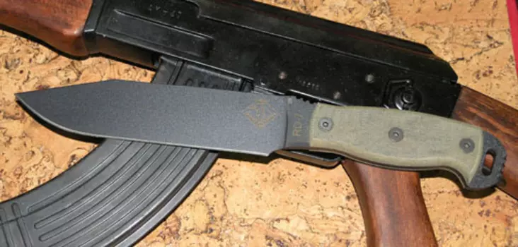 Нож с фиксированным клинком Ontario RD7 Black micarta, сталь 5160, рукоять микарта, black