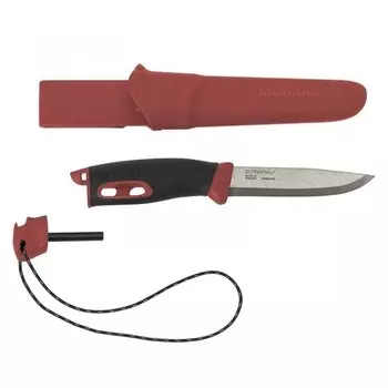 Нож с фиксированным лезвием Morakniv Companion Spark Black Red, сталь Sandvik 12C27, рукоять резина/пластик