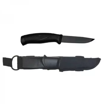 Нож с фиксированным лезвием Morakniv Companion Tactical BlackBlade, сталь Sandvik 12С27, рукоять эластомер