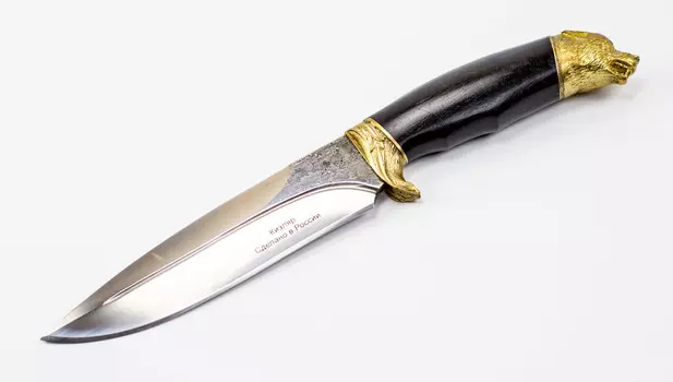 Нож Сафари-1, Кизляр СТО, с головой волка из стали Х12МФ
