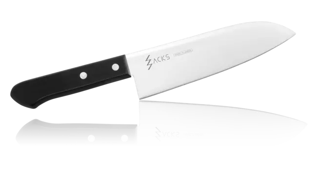Нож Сантоку ZACKS, Fuji cutlery, сталь Сталь Mo-V, чёрный