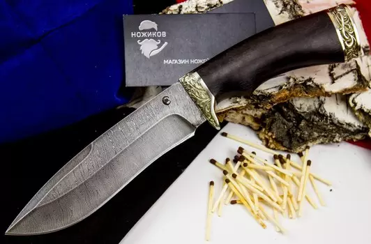 Нож Скиф, дамасская сталь, рукоять граб