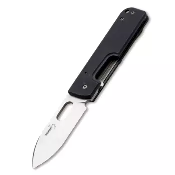 Нож складной Boker Plus Lancer Black, сталь 440C Stonewash Plain, рукоять стеклотекстолит G10, чёрный, Boker 01BO068