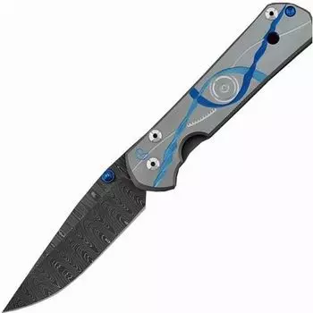 Нож складной Chris Reeve Large Sebenza 21, сталь дамаск с рисунком "лестница", рукоять титан