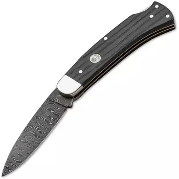 Нож складной Fellow Classic Damast - Boker 111045DAM, дамасская сталь Plain, рукоять мореный дуб