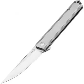 Нож складной Kwaiken Flipper Framelock - Boker Plus 01BO269, сталь D2 Satin Plain, рукоять нержавеющая сталь