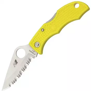 Нож складной Ladybug 3 Salt - Spyderco LYLS3, сталь H1 Satin Serrated, рукоять термопластик FRN, жёлтый