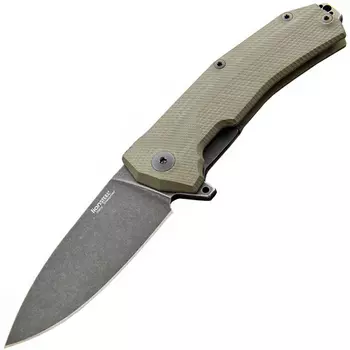 Нож складной LionSteel KUR BGR G10 Green Flipper, сталь Stonewashed &amp; PVD-Coated Uddeholm Sleipner®, стеклотекстолит, зелёный