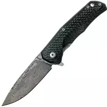 Нож складной LionSteel T.R.E. Damascus THOR, TRE DT FC, сталь дамаск с рисунком "Тор", рукоять карбон/титан