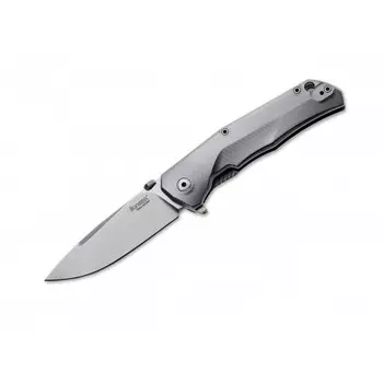 Нож складной LionSteel T.R.E. Grey Titanium, сталь M390, рукоять титан