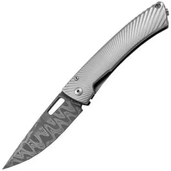 Нож складной LionSteel TS1DF GM, дамасская сталь, рукоять титан