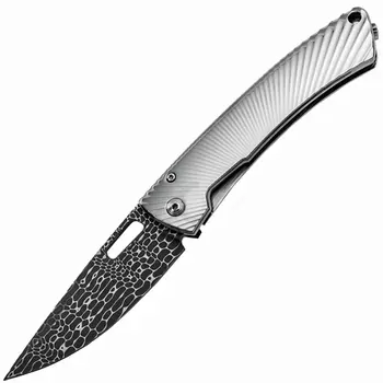 Нож складной LionSteel TS1DL GS, дамасская сталь, рукоять титан