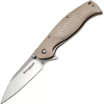 Нож складной Magnum Delta Whiskey - Boker 01MB703, сталь 440B Satin Plain, рукоять стеклотекстолит G10, бежевый