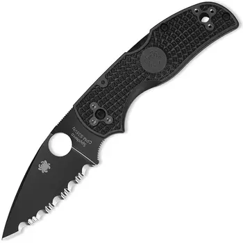 Нож складной Native® 5 Lightweight Spyderco 41SBBK5, сталь СРМ® S30V Black DLC-Coated Serrated, рукоять термопластик FRN, чёрный