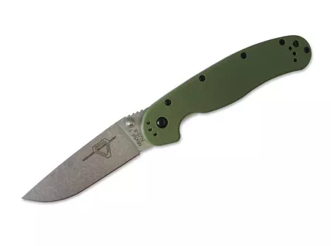 Нож складной Ontario RAT-1, сталь Aus-8. Клинок - Stonewash, Рукоять - Olive GRN